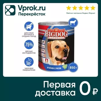 Влажный корм для собак Зоогурман Big Dog balanced Ягненок с рисом 850г