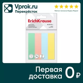 Закладки клейкие ErichKrause бумажные 18.75*75мм 400 листов 4 цвета