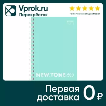 Записная книжка Hatber Premium NEWtone Pastel Мята в клеточку 80л А6