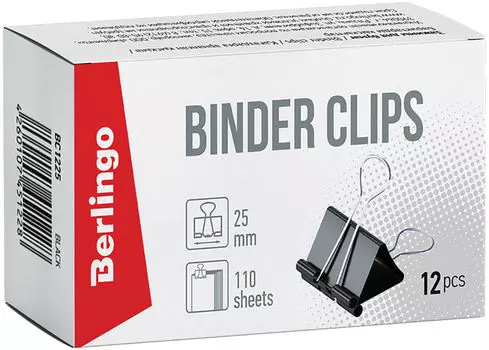 Зажимы для бумаг Berlingo 25мм 12шт