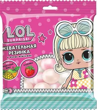 Жевательная резинка LOL Surprise! в форме жемчужин Фруктовый микс + Клубника 40г