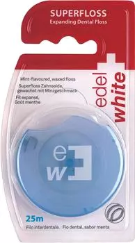 Зубная нить Edel+White Expanding Superfloss вощеная расширяющаяся с мятным вкусом 25м