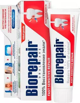 Зубная паста Biorepair Fast Sensitive Repair для чувствительных зубов 75мл