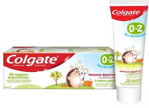 Зубная паста детская Colgate 0-2 без фторида для детей от 0 до 2 лет со вкусом нежных фруктов 40мл