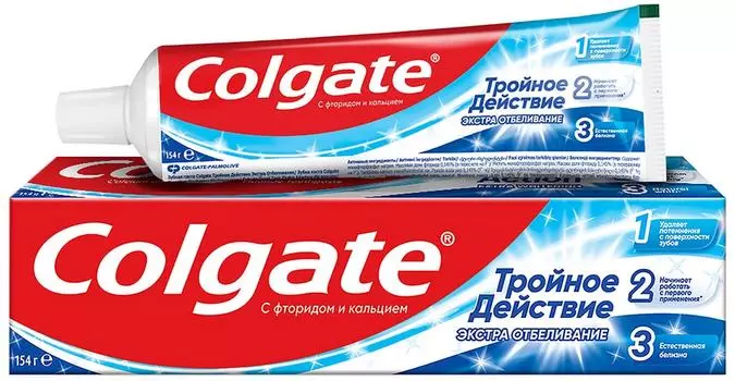 Зубная паста Colgate Тройное действие Экстра отбеливание для восстановления естественной белизны зубов 100мл