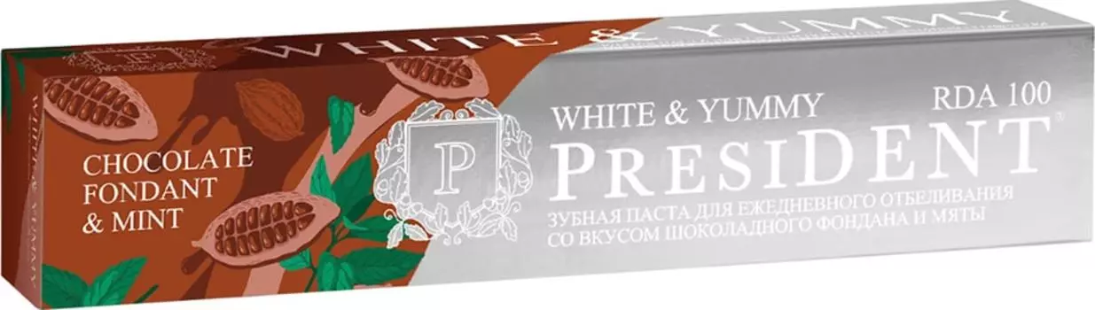 Зубная паста President White&amp;Yummy Шоколадный фондан с мятой 75г
