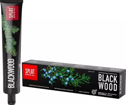 Зубная паста Splat Special Blackwood Черная без фтора Черное дерево для отбеливания зубов 75мл