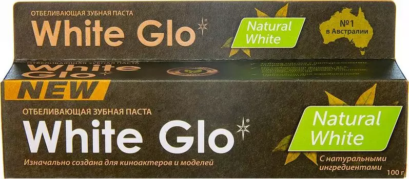 Зубная паста Wgite Glo Отбеливающая натуральная белизна 100г