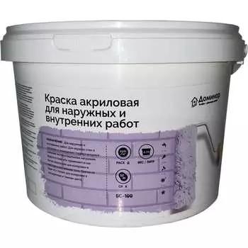 Акриловая краска для наружных и внутренних работ Доминар БС 100 W49161