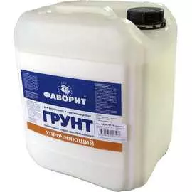 Акриловый грунт фаворит вдак-012у упрочняющий, 10 кг для фасадных и внутренних работ 66691
