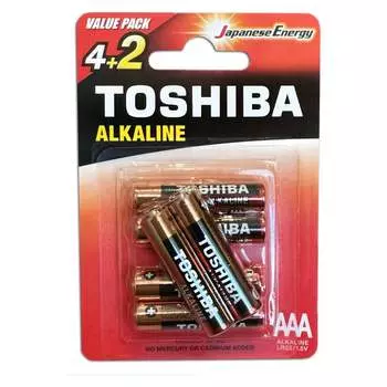 Алкалиновый элемент питания Toshiba LR03 RED 6/card 4455