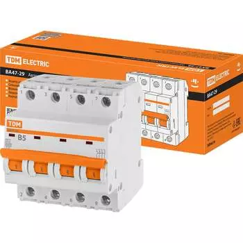 Автомат TDM ELECTRIC ВА47-29 4Р, 5 А, 4,5 кА, В SQ0206-0053