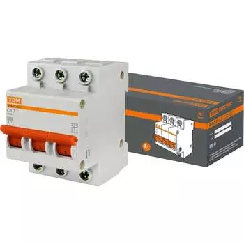 Автомат TDM ВА47-63 3Р, 10 А, 4,5 кА, С SQ0218-0018