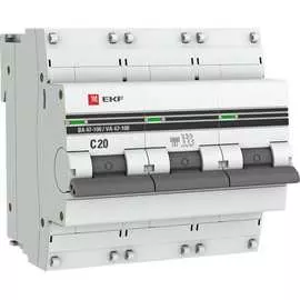 Автоматический выключатель EKF ВА 47-100 PROxima mcb47100-3-20C-pro