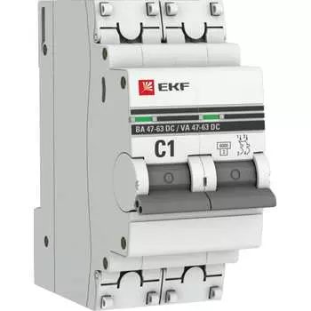 Автоматический выключатель EKF ВА 47-63 DC PROxima mcb4763-DC-2-01C-pro