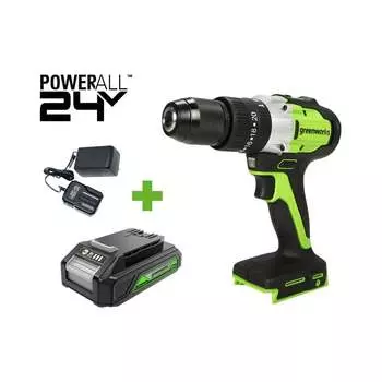 Бесщеточная ударная дрель-шуруповерт GreenWorks GD24DD60 3704107VUA