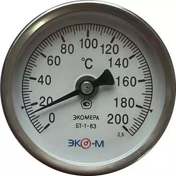 Биметаллический термометр ЭКО-М БТ-1-63 БТ-1-63-200С-L40