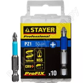 Биты professional profix pozidriv (10 шт; 50 мм; pz1; 1/4") stayer 26223-1-50-10_z01