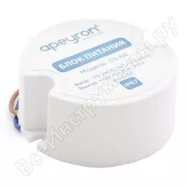 Блок питания apeyron 12в, 15вт, ip67, 1,25а, пластик, 49х49мм 03-68