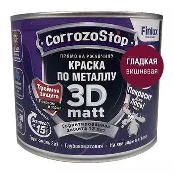 Быстросохнущая грунт-эмаль по металлу, ржавчине Finlux F-115 CorrozoStop 4603783210954