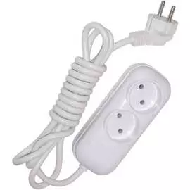 Бытовой удлинитель, 2 гнезда пвс 2х0.75 glanzen eu-07-02s 00-00001071