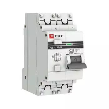 Дифавтомат EKF АД-32 PROxima 1п+N 2мод. C 25A 30mA AC 3kA DA32-25-30-pro