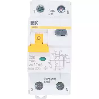Дифавтомат IEK АВДТ-32 1п+N 2 мод. С 20А 30мА MAD22-5-020-C-30 133611