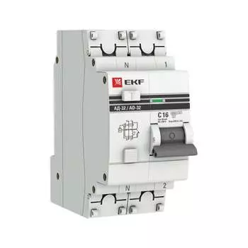 Дифференциальный автомат EKF АД-32 1п N 2мод. C 16A 30mA AC 3kA DA32-16-30-pro
