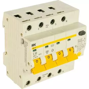 Дифференциальный автомат IEK АД-14 4п, C, 32А, 30мА MAD10-4-032-C-030