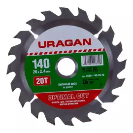 Диск пильный по дереву оптимальный рез (140x20 мм; 20т) uragan 36801-140-20-20