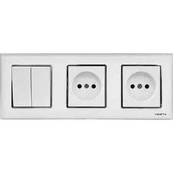 Двухклавишный выключатель + розетки Vesta Electric Комплект-3 FRM050306BEL