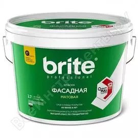 Фасадная краска brite professional белая, матовая, база а, ведро 2,7л о02234
