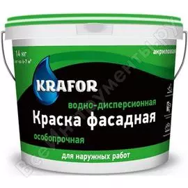 Акриловая водно-дисперсная фасадная особопрочная краска KRAFOR 26951