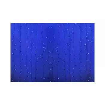 Гирлянда Neon-Night ДОЖДЬ занавес 2х3м, прозрачный ПВХ, 448LED синие, 28LED/нить, 16 нитей 235-153-6