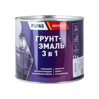 Грунт-эмаль Pufas 3 в 1 красная (мат.) Decoself (1,9кг) тов-212135