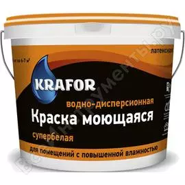 Латексная моющаяся интерьерная водно-дисперсная краска KRAFOR 26957