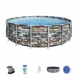 Каркасный бассейн bestway камень 549x132см, 5678л/ч 56886 bw