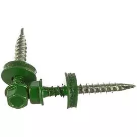 Кровельный саморез качественный крепеж 4,8/35 RAL6002200 зеленый лист (200 шт.) 1000225
