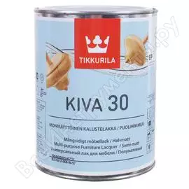 Лак tikkurila kiva для мебели универсальный для внутренних работ, полуматовый 2,7л 85564040130