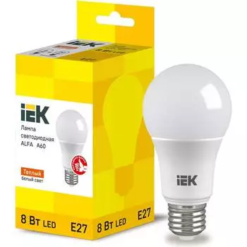 Лампа IEK LED ALFA A60 груша 8Вт 230В 3000К E27 LLA-A60-8-230-30-E27