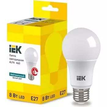 Лампа IEK LED ALFA A60 груша 8Вт 230В 4000К E27 LLA-A60-8-230-40-E27