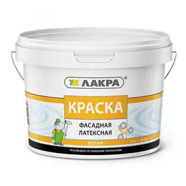 Латексная фасадная краска лакра белая, 3 кг 90002631076
