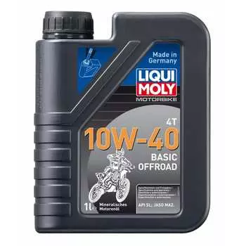 Минеральное моторное масло 4T для четырехтактных мотоциклов LIQUI MOLY Motorbike 4T Basic Offroad 10W-40 SL;JASO MA2 3059