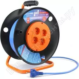 Морозостойкий силовой удлинитель на катушке power cube 16 а/3,5 квт, 30 м, 4 розетки pc-bg4-f-30-k