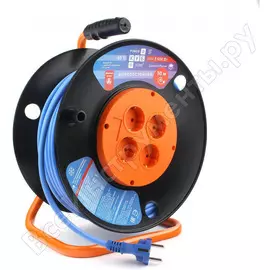 Морозостойкий силовой удлинитель на катушке power cube 16 а/3,5 квт, 50 м, 4 розетки pc-bg4-f-50-k