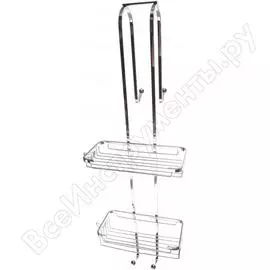 Навесная двухъярусная полочка-решетка fbs с крючками 20/20 cm хром ryn 028