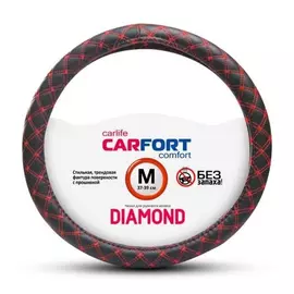 Оплетка carfort diamond красная прошивка, м 60352