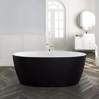 Отдельно стоящая акриловая ванна Teymi Lina 170x76x58, чёрная матовая T130104 ЦБ-00268818