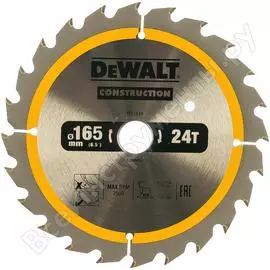 Пильный диск construct 165х20 мм, 24т, atb +24град dewalt dt1949