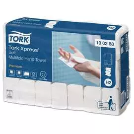 Полотенца бумажные tork 110 штук, система h2 premium, комплект 21 штука, 2-слойные, белые 124550